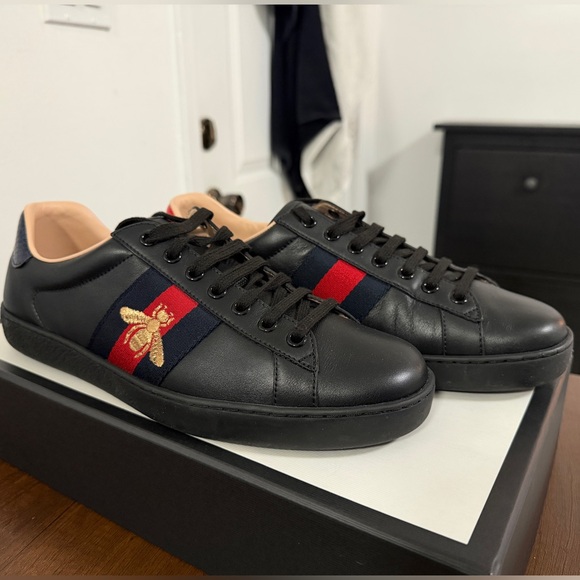 Gucci Men's Ace Bee Calf Leather Sneakers